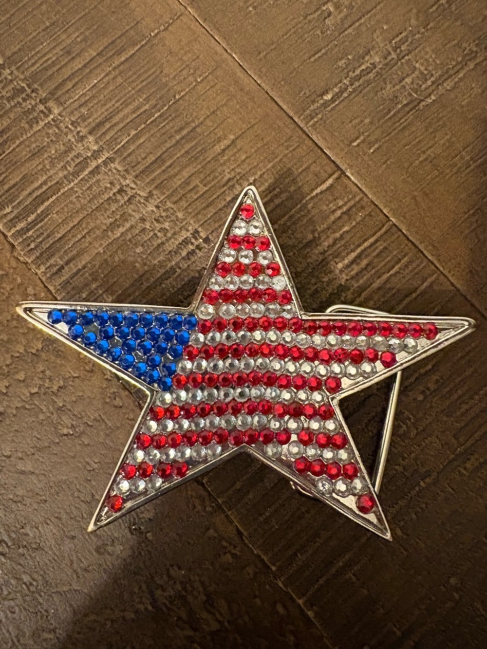 Rhinestone Star Belt Buckle - American Flag Colors